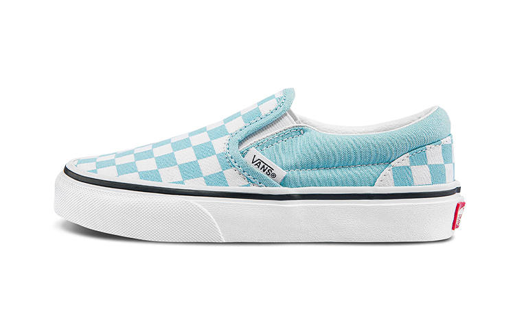 Vans Slip on Checkerboard Low top Kids' Skateboarding Shoes Blue White Children Aged 3 7 Years Old