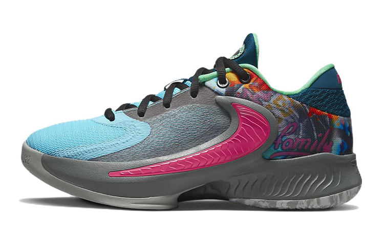 Nike Nike Freak 4 ZOOM Slip Resistant Cushioning Abrasion Resistant Low top Basketball Shoes Green Blue Gray Unisex