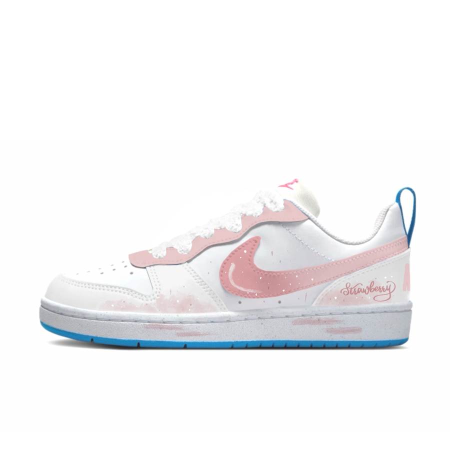 Nike Nike Court Borough Berry Star Sweet Trail Slip Resistant Abrasion Resistant Low top Skateboard Shoes Sweet Pink Kids'