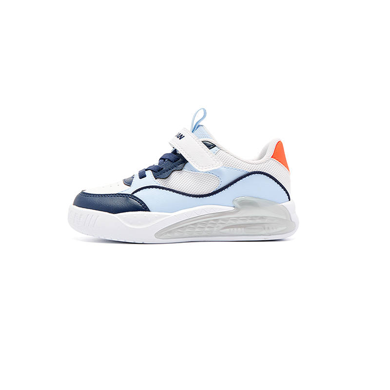 QIAODAN Breathable Low top Kids' Skateboarding Shoes Jordan White/Tianchen Blue Children Aged 3 7 Years Old