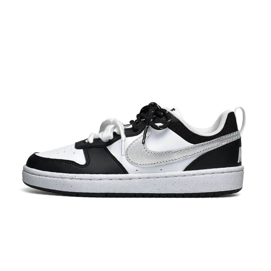 Nike Nike Court Borough Black Silver Slip Resistant Abrasion Resistant Low top Kids' Skateboarding Shoes Black Silver