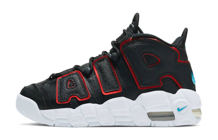 Nike Nike Air More Uptempo Leather Mid top Basketball Shoes Black Red Unisex