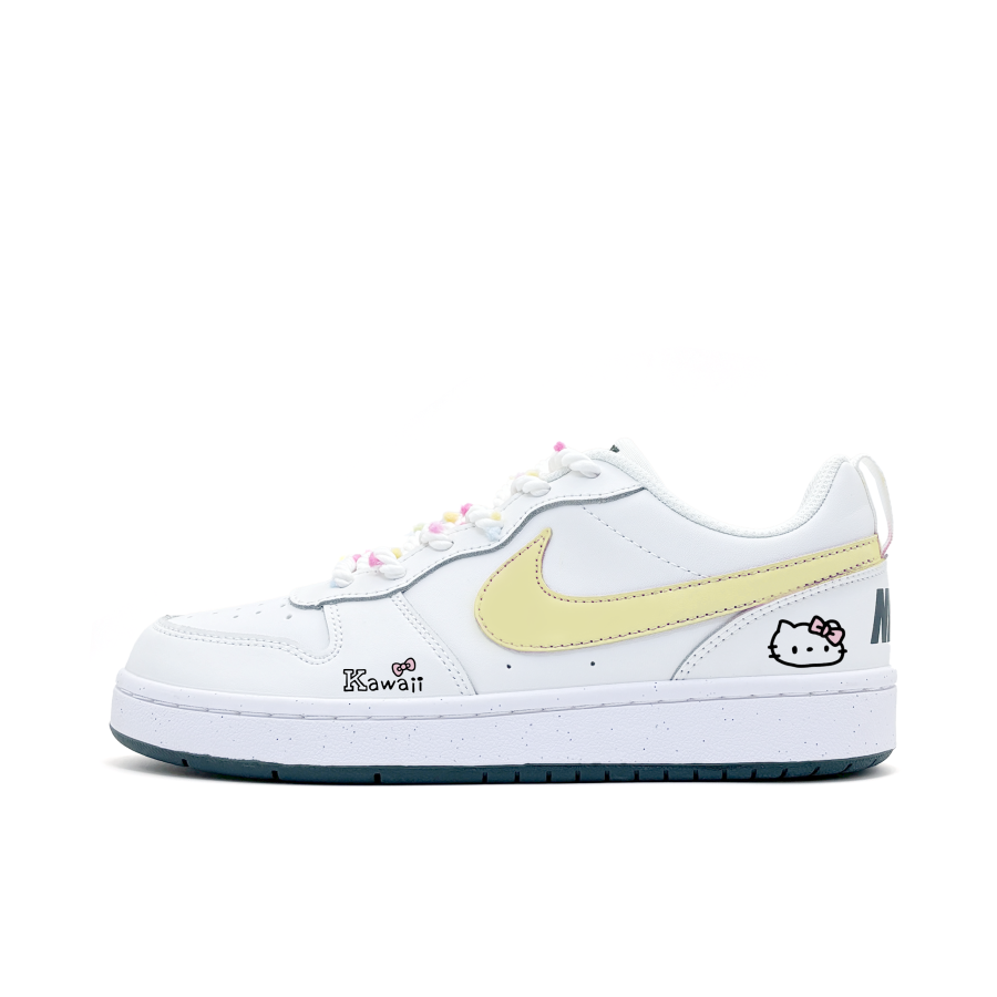 Nike Nike Court Borough Synthetic Leather Slip Resistant Abrasion Resistant Low top Kids' Skateboarding Shoes Yellow