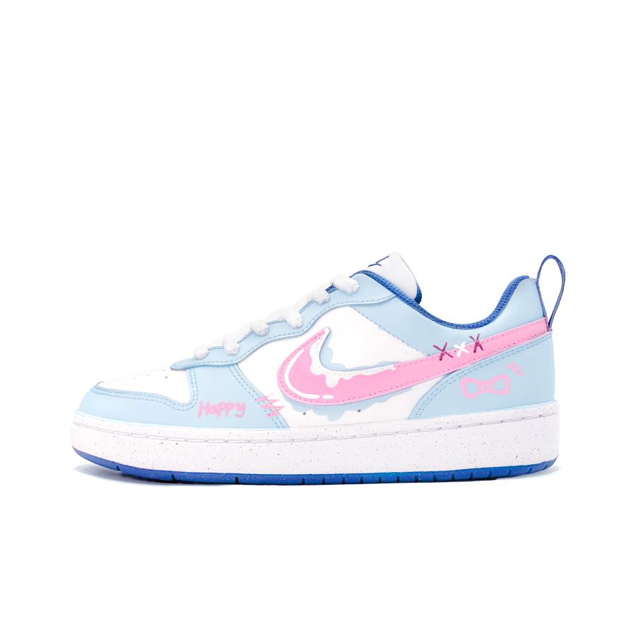 Nike Nike Court Borough Pink Glow Melting Snow Synthetic Leather Slip Resistant Anti Kick Slip Resistant Anti Kick Low top