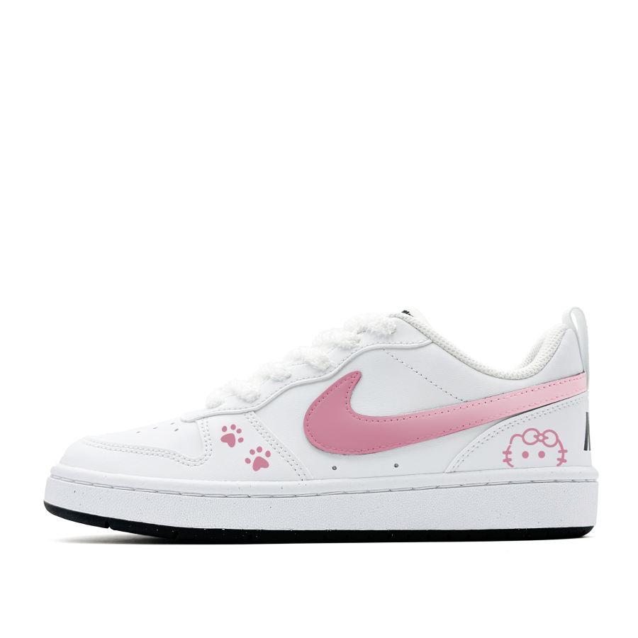 Nike Nike Court Borough Gradient Pink Meowth, Cute, Girlish, Sweet Style, Cartoon, Anti Aging Campus Synthetic Leather