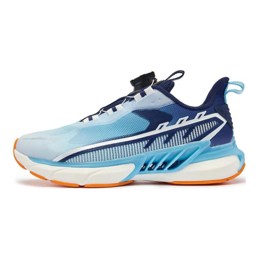 QIAODAN Light Breeze PRO Slip Resistant Abrasion Resistant Low top Kids' Running Shoes Blue White Yellow Teenagers