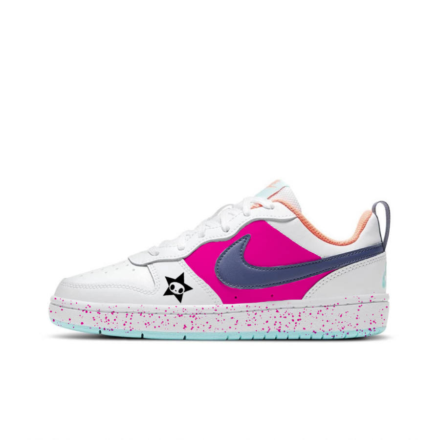 Nike Nike Court Borough 2 Wishing Pool Leather Low top Kids' Skateboarding Shoes Pink White Unisex
