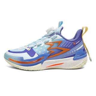 Ku Qi Gauze Abrasion Resistant Breathable Lightweight Cushioning Low top Children's Basketball Shoes Blue Purple