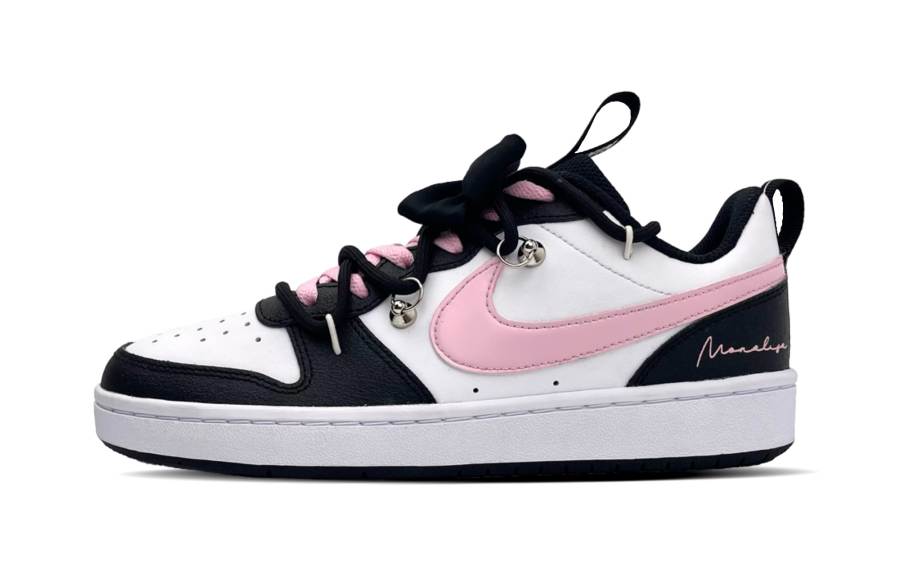 Nike Nike Court Borough Low 2 Synthetic Leather Low top Kids' Skateboarding Shoes Black Pink Teenagers