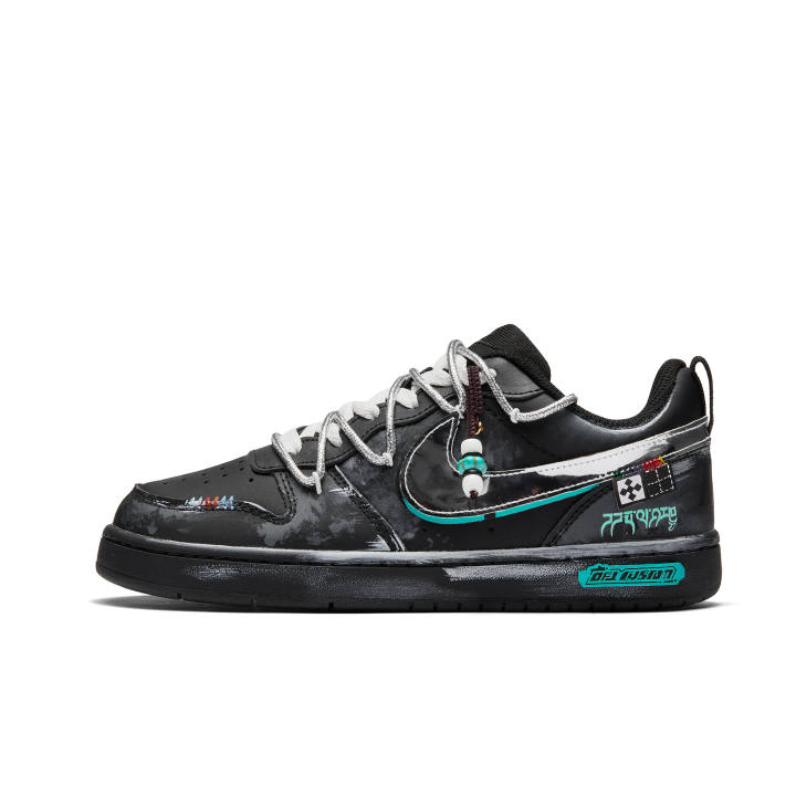 Nike Nike Court Borough Silver Trace Leather Slip Resistant Cushioning Abrasion Resistant