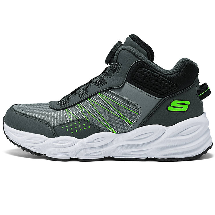 Skechers Synthetic Leather Fashion Mid top Kids Lifestyle Shoes Charcoal Gray Kids'