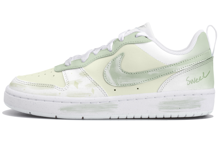 Nike Nike Court Borough Leather Low top Skateboard Shoes White Green Kids'