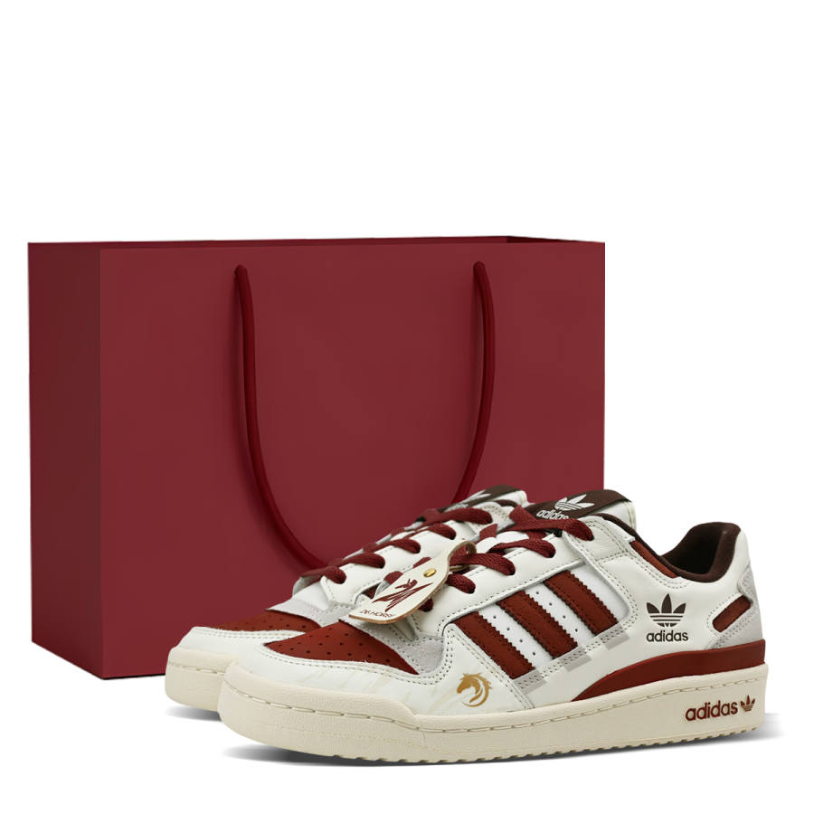 Adidas Originals FORUM Low top Skateboard Shoes Unisex Beige Red