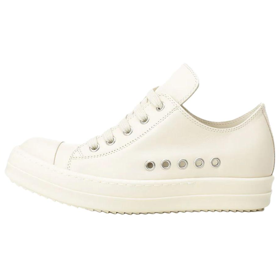 RICK OWENS RICK OWENS/RO Strobe Leather Low top Skateboard Shoes 3cm Women's White