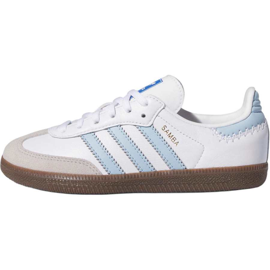 Adidas Originals SAMBA OG Comfortable Abrasion Resistant Low top Kids' Skateboarding Shoes White Blue