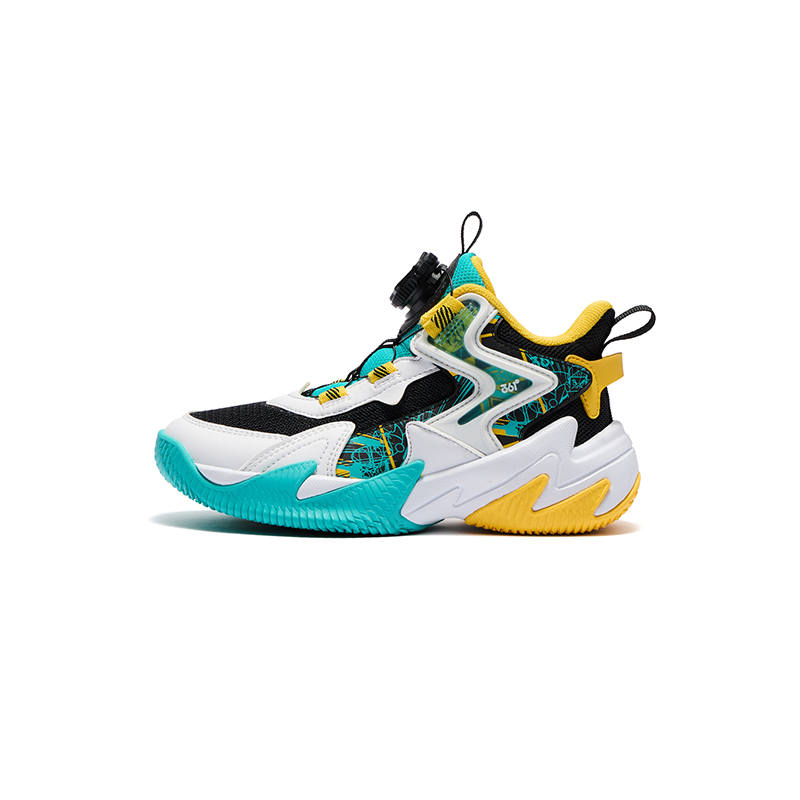 361°KIDS Brave General High top Children's Basketball Shoes Black White Green Kids'