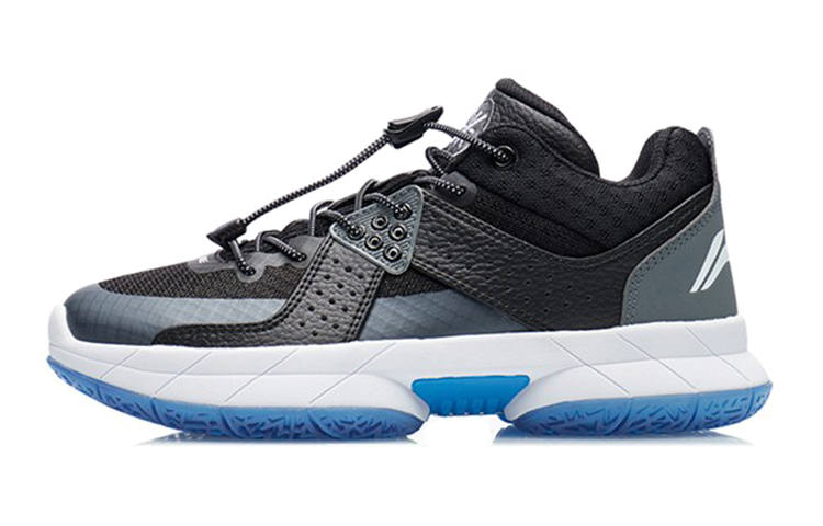 Li-Ning YOUNG Li Ning YOUNG Slip Resistant Cushioning Abrasion Resistant Rebound Low top Basketball Shoes Black Gray Teenagers