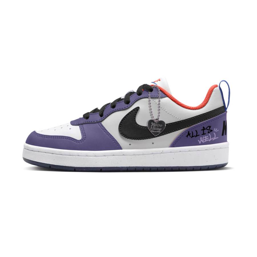 Nike Nike Court Borough Low Breathable Low top Kids' Skateboarding Shoes Purple Blue Teenagers