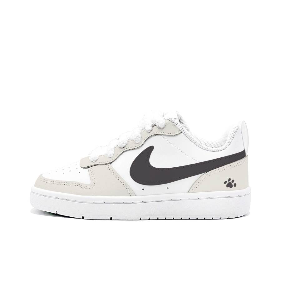 Nike Nike Court Borough Puppy Pawprints, Gabay Manufacturing Leather Low top Kids' Skateboarding Shoes White Gray Kids'