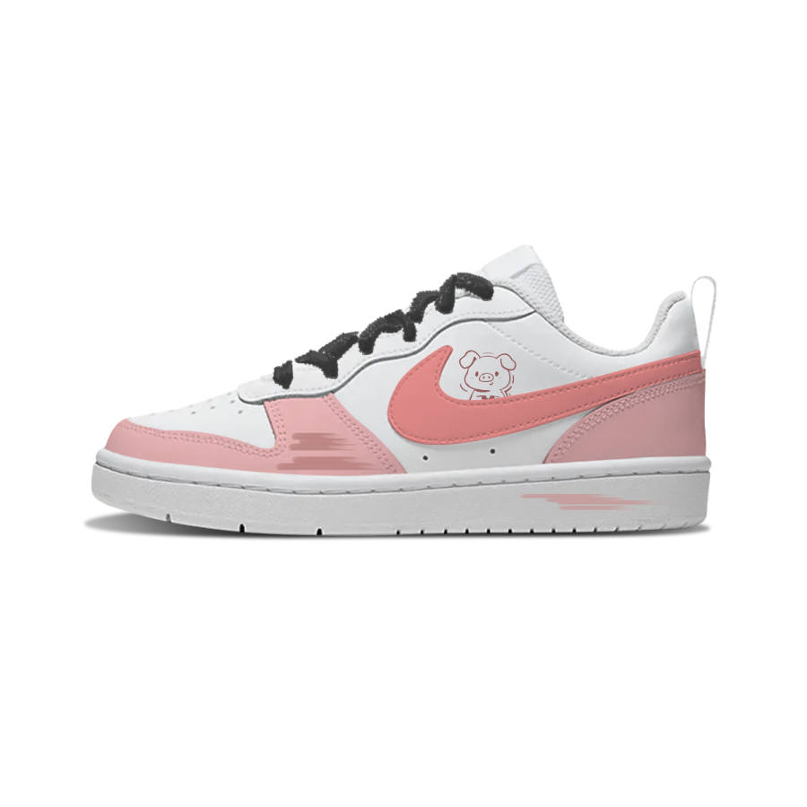 Nike Nike Court Borough Pink Piglet Synthetic Leather Slip Resistant Cushioning Abrasion Resistant