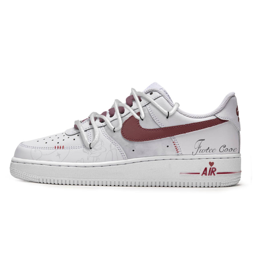 Nike Nike Air Force 1 LE Synthetic Leather Slip Resistant Slip Resistant Low top Kids' Skateboarding Shoes Red White