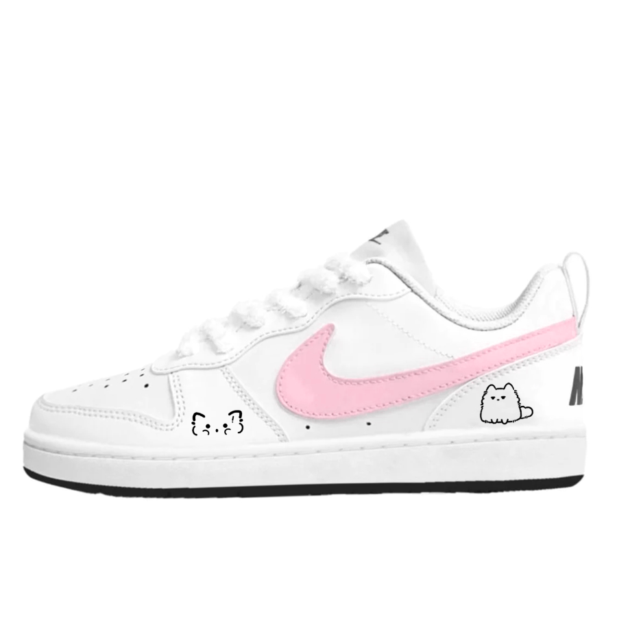 Nike Nike Court Borough Synthetic Leather Slip Resistant Lightweight Cushioning Low top Skateboard Shoes Pink Kids'