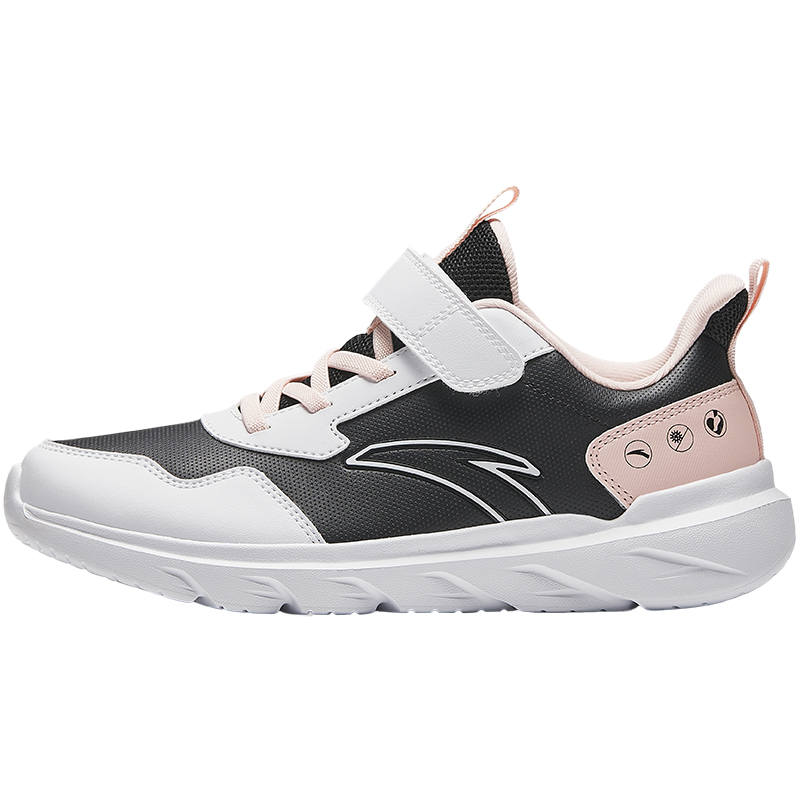 Antakids Textile, Synthetic Leather Low top Running Shoes Black White Pink Teenagers