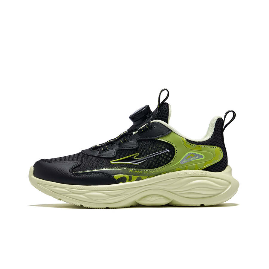ERKE KIDS Lingyue 3 Synthetic Leather, Textile Low top Running Shoes Jet Black/Steel Gray Unisex