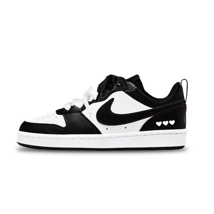 Nike Nike Court Borough Synthetic Leather Low top Kids' Skateboarding Shoes Black White Unisex