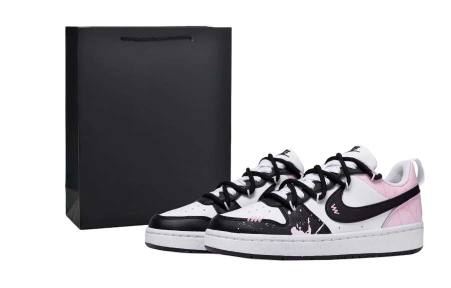 Nike Nike Court Borough LOW RECRAFT Breathable Low top Kids' Skateboarding Shoes Black Pink Teenagers