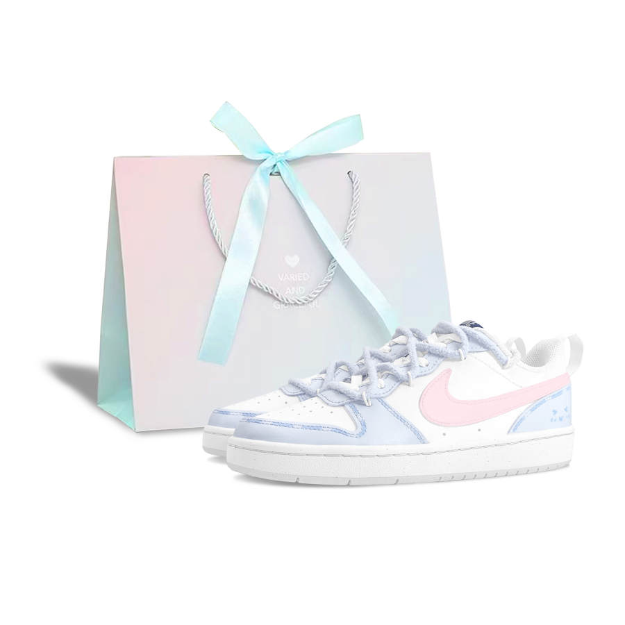 Nike Nike Court Borough Milk Candies Pudding Synthetic Leather Slip Resistant Cushioning Low top Kids' Skateboarding Shoes
