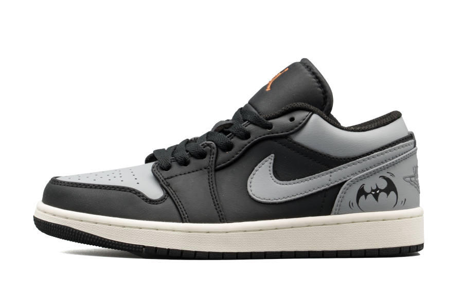 Jordan Jordan Air Jordan 1 Night Bats Leather Abrasion Resistant Mid top Children's Basketball Shoes Light Gray Teenagers