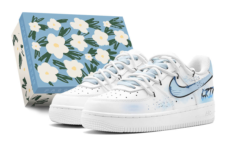 Nike Nike Air Force 1 LE Low top Kids' Skateboarding Shoes Sky Blue Teenagers