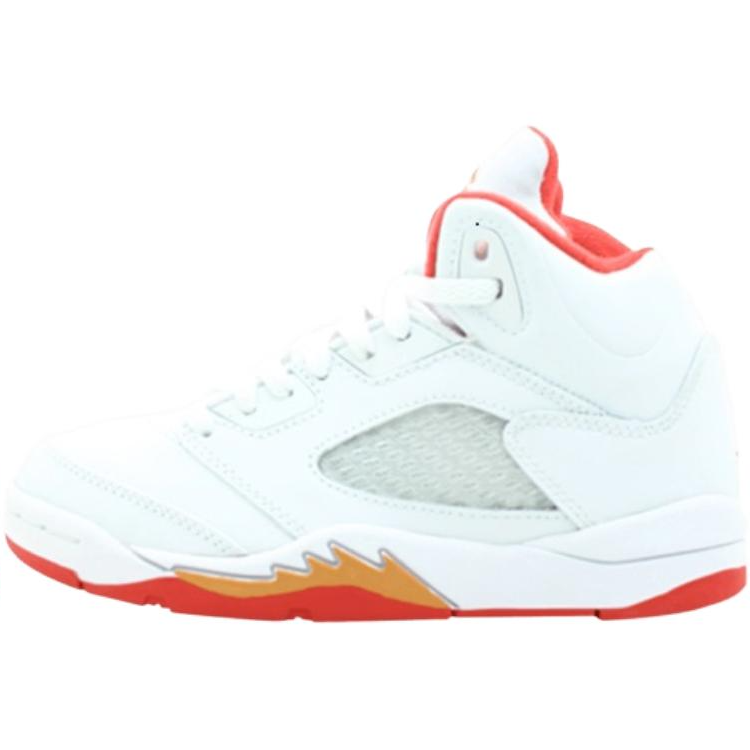 Jordan Jordan Air Jordan 5 Mid top Children's Basketball Shoes White Children Aged 3 7 Years Old