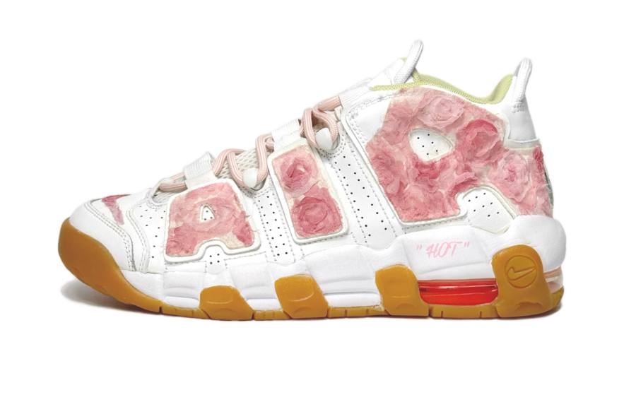 Nike Nike Air More Uptempo Rose Girlish, Dopamine Dressing Mid top Children's Basketball Shoes White Pink Teenagers