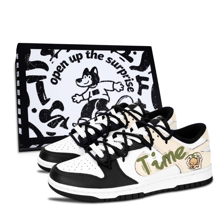 Nike Nike Dunk Black White, Cute Dog Style Leather Slip Resistant, Abrasion Resistant, Lightweight Cushioning