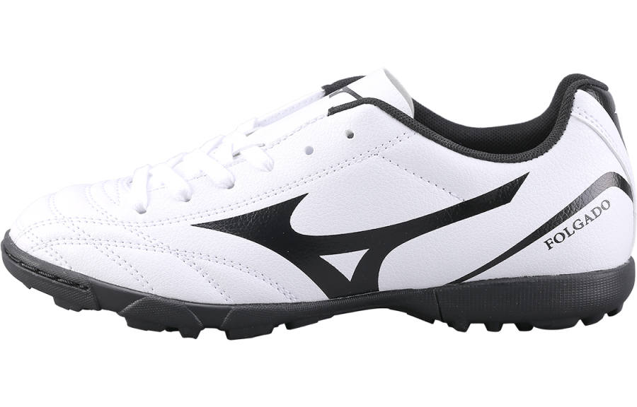 Mizuno Wide Jr As Synthetic Leather Cushioning Abrasion Resistant Low top Kids' Soccer Shoes Black White Unisex