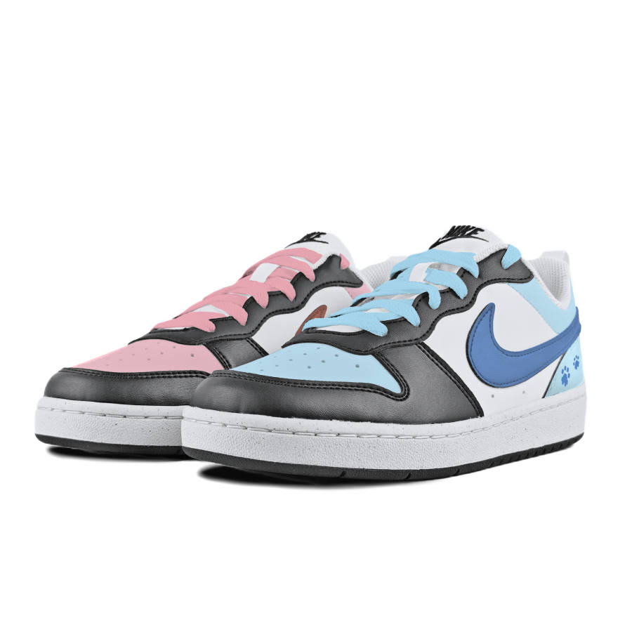 Nike Nike Court Borough Pink Blueberry Fantasy Slip Resistant Abrasion Resistant Low top Kids' Skateboarding Shoes White