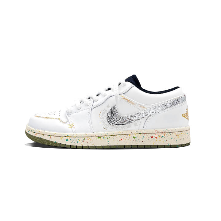 Jordan Jordan Air Jordan 1 Silver Rime Synthetic Leather Slip Resistant Abrasion Resistant Slip Resistant Abrasion Resistant