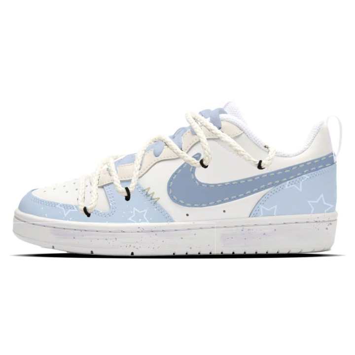 Nike Nike Court Borough Blue Star PU Polyurethane Low top Skateboard Shoes Sky Blue Kids'