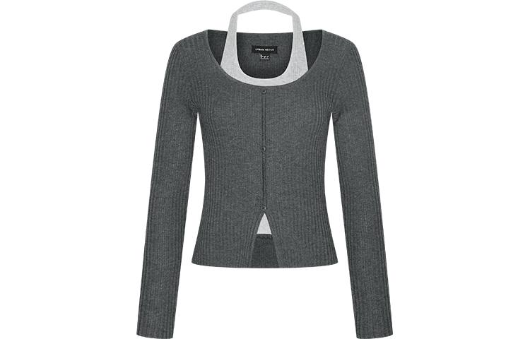 URBAN REVIVO Sweaters Women's Medium Gray Moderate Mock Two Piece