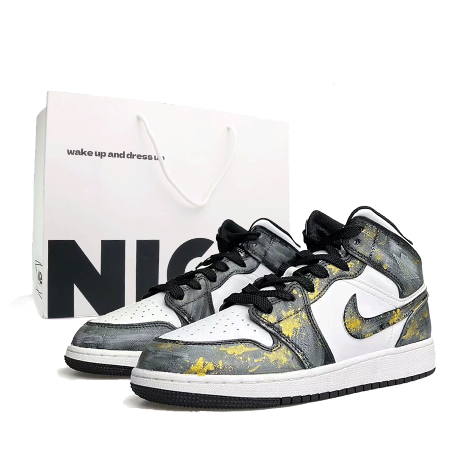 Jordan Jordan Air Jordan 1 Cyan Gold Trace, Shopping Bag Leather Abrasion Resistant Cushioning Abrasion Resistant Cushioning