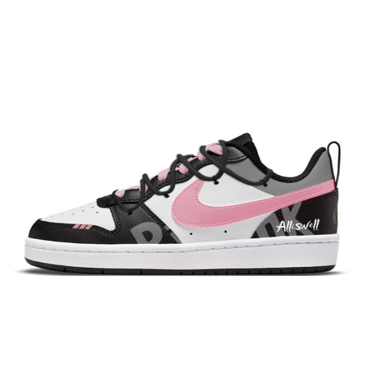 Nike Nike Court Borough Pink Cherry Sweetheart Leather Slip Resistant Abrasion Resistant Low top Kids' Skateboarding Shoes