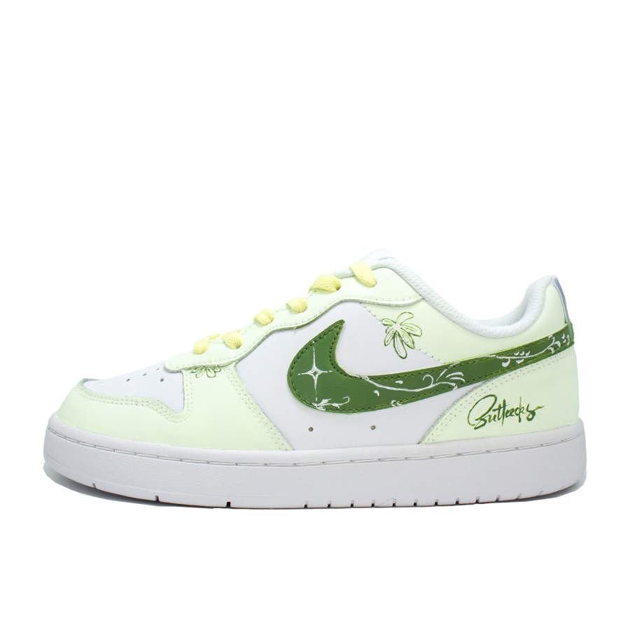 Nike Nike Court Borough Green Dreamy Floral Leather Slip Resistant Cushioning Abrasion Resistant