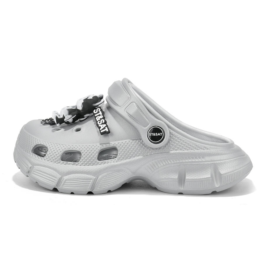 ST&SAT KIDS Slip Resistant Anti Kick Rebound Slip Resistant Anti Kick Rebound Children's Sandals Silver Teenagers