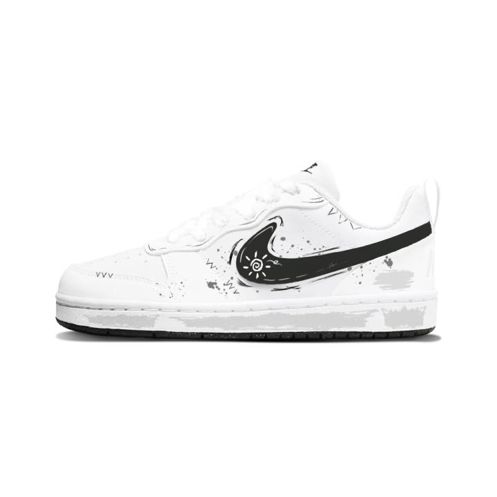 Nike Nike Court Borough Black Vortex White Wave Synthetic Leather Abrasion Resistant Abrasion Resistant Low top