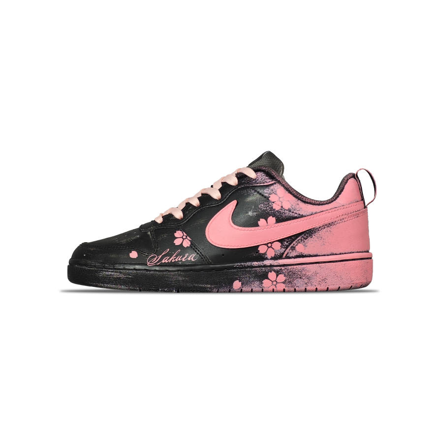 Nike Nike Court Borough Slip Resistant Abrasion Resistant Low top Kids' Skateboarding Shoes Black Pink Teenagers
