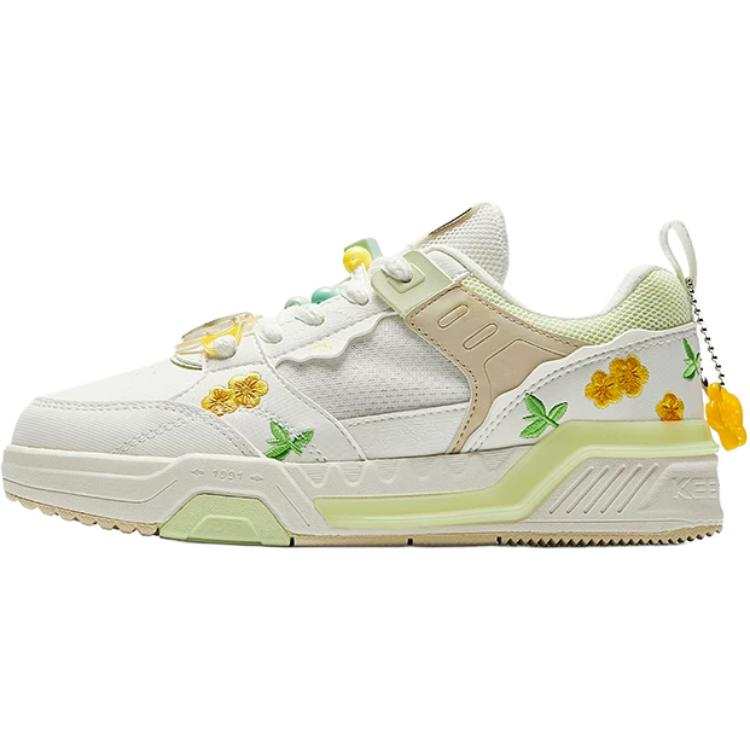 Antakids Synthetic Leather, Textile Low top Skateboard Shoes Ivory White/Apricot Teenagers