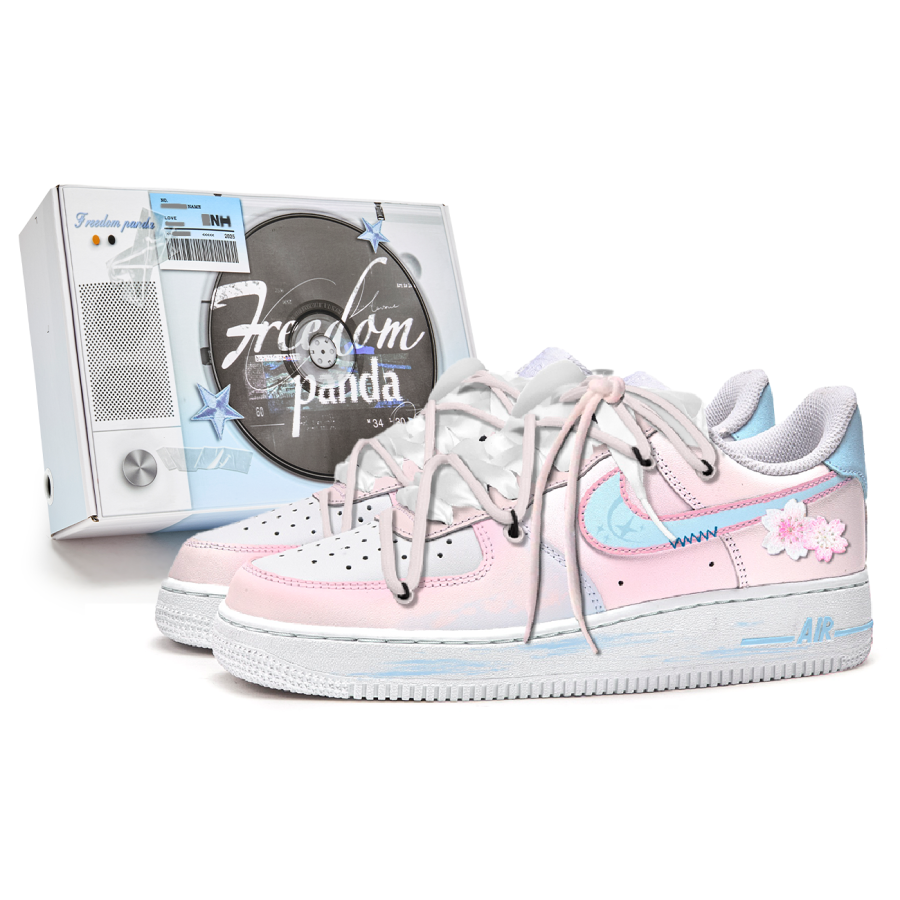 Nike Nike Air Force 1 LE Slip Resistant Slip Resistant Low top Kids' Skateboarding Shoes Blue Pink Teenagers