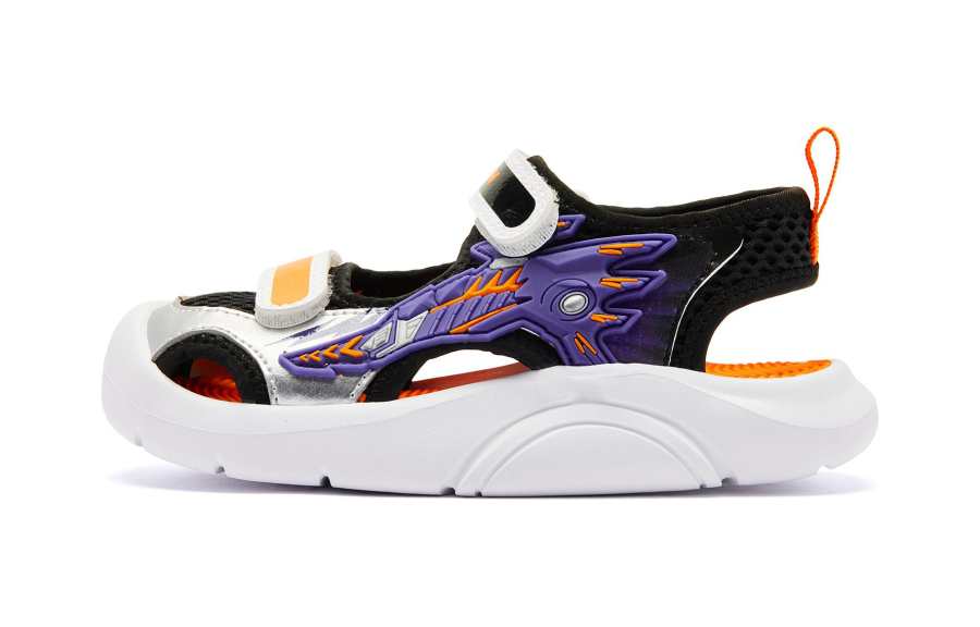 QIAODAN Breathable Abrasion Resistant Breathable And Wear resistant Children's Sandals Black Purple